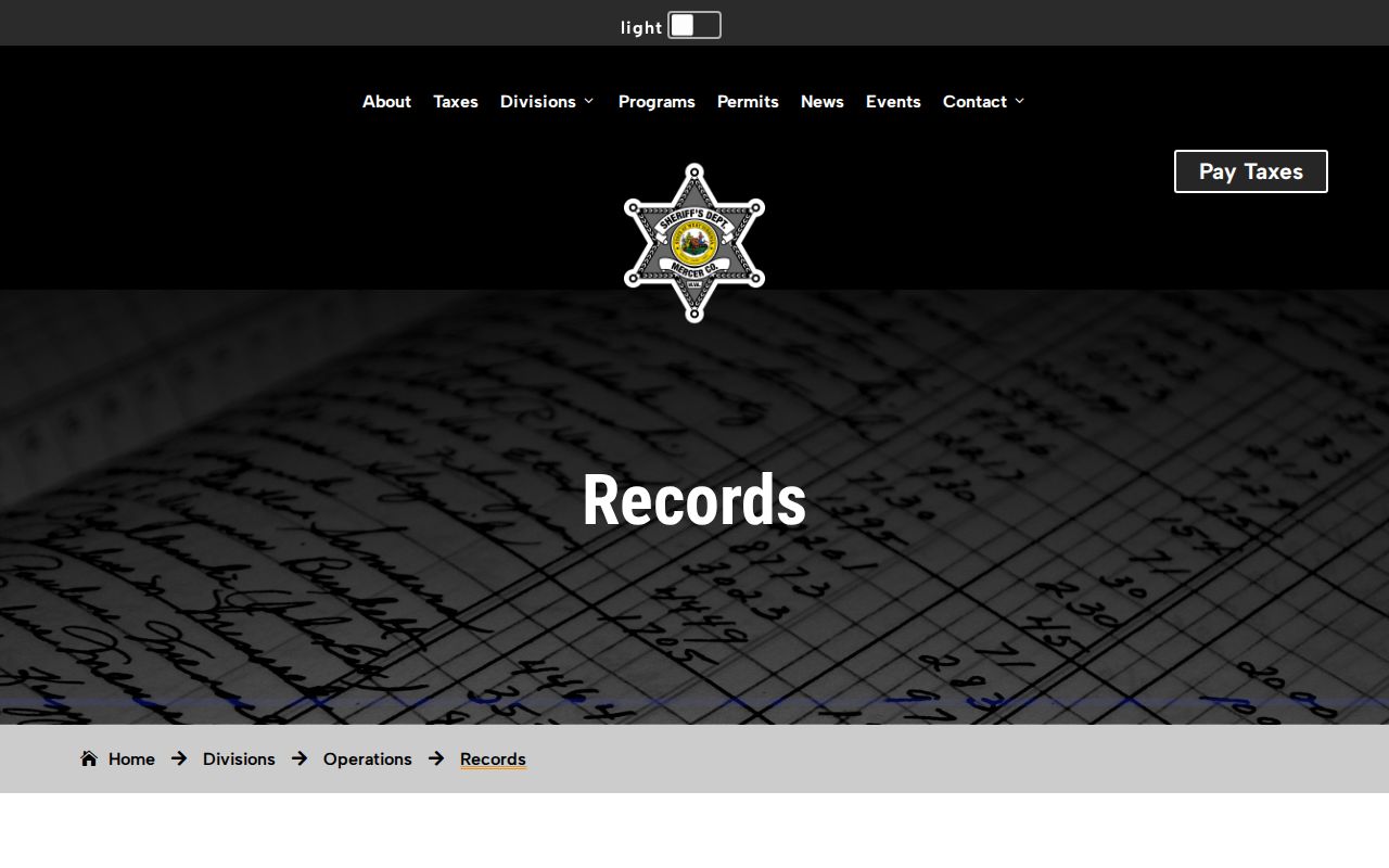Mercer County release records request path at the Sheriff's Records Division